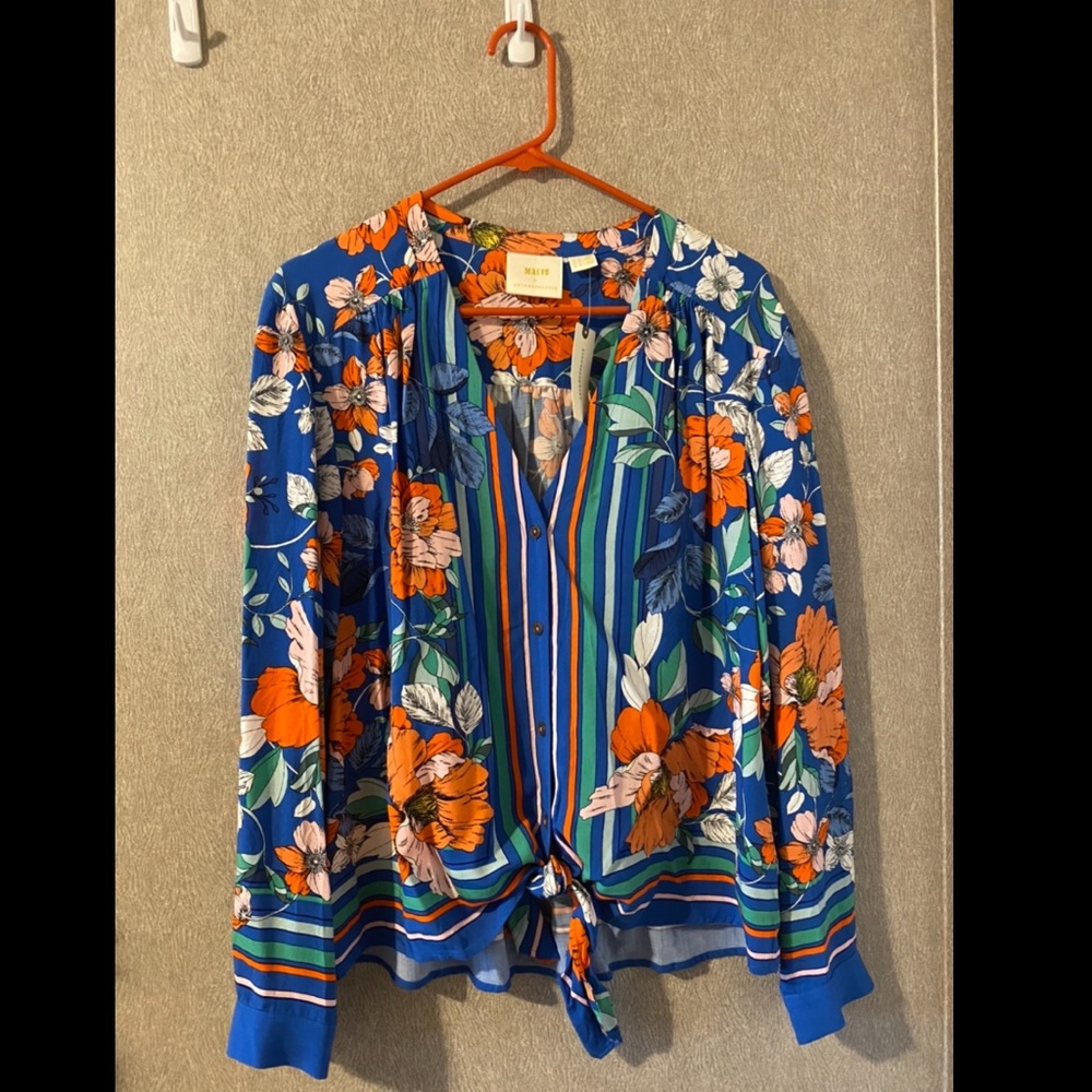 Maeve Elan Scarf Printed Blouse - Anthro - NWT